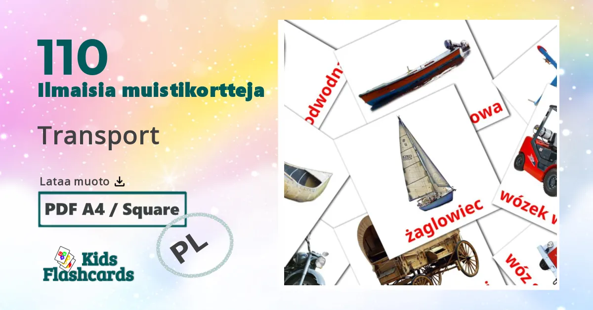 Transport – lasten kuvakortit puolanksi sanastoon
