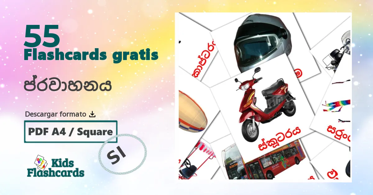 55 tarjetas didacticas de ප්‍රවාහනය