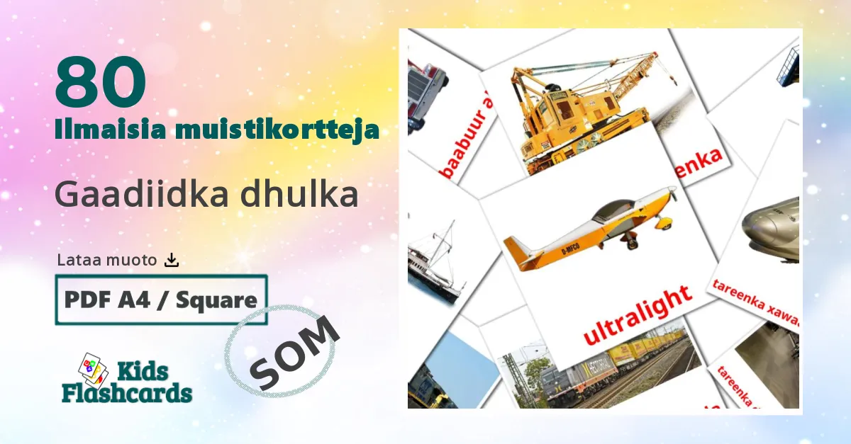 kuljetus lasten kuvakortit
