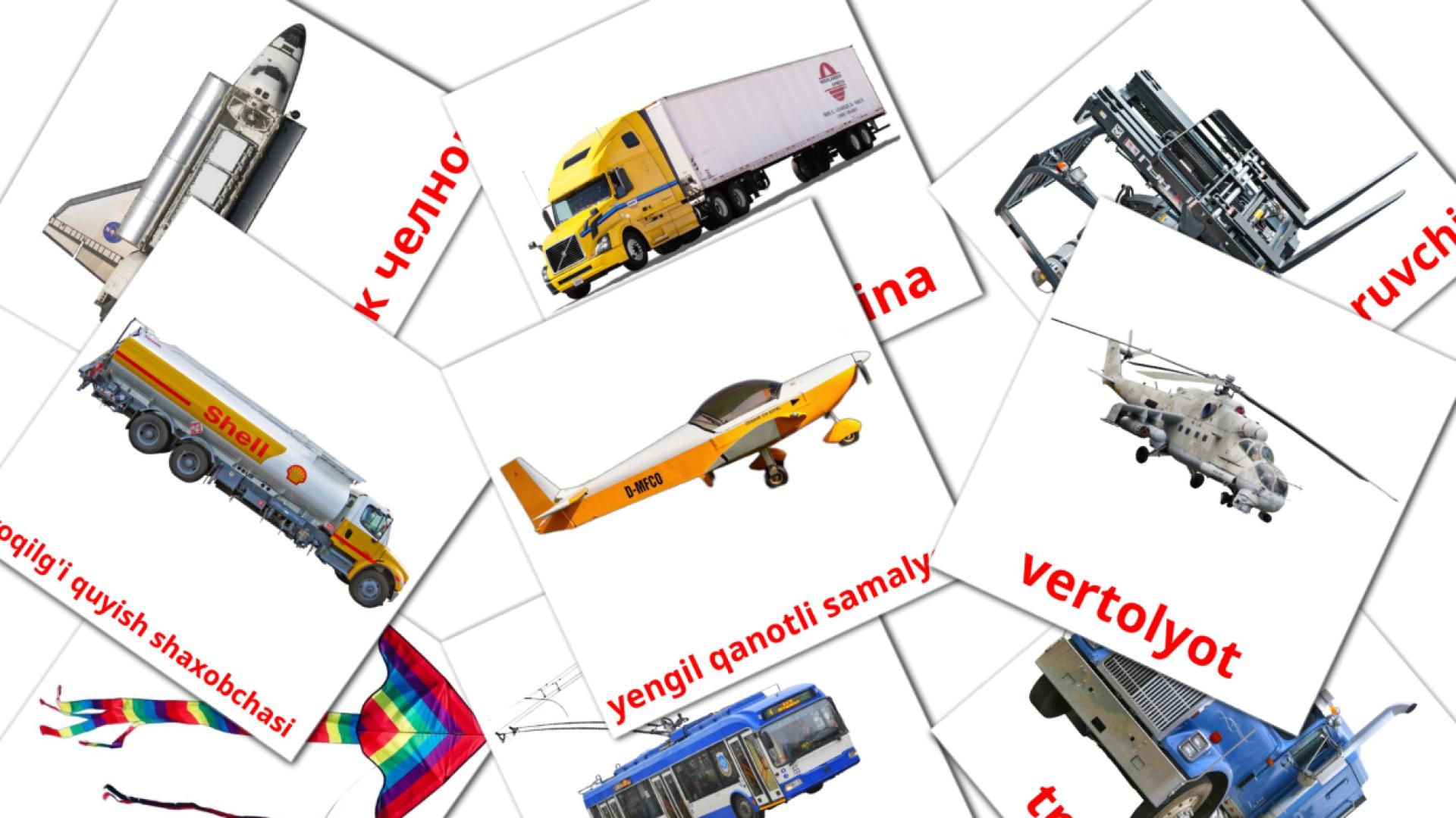 uzbeko tarjetas de vocabulario en Transport