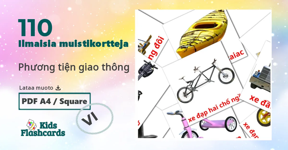 Phương tiện giao thông – lasten kuvakortit vietnamilaiseksi sanastoon