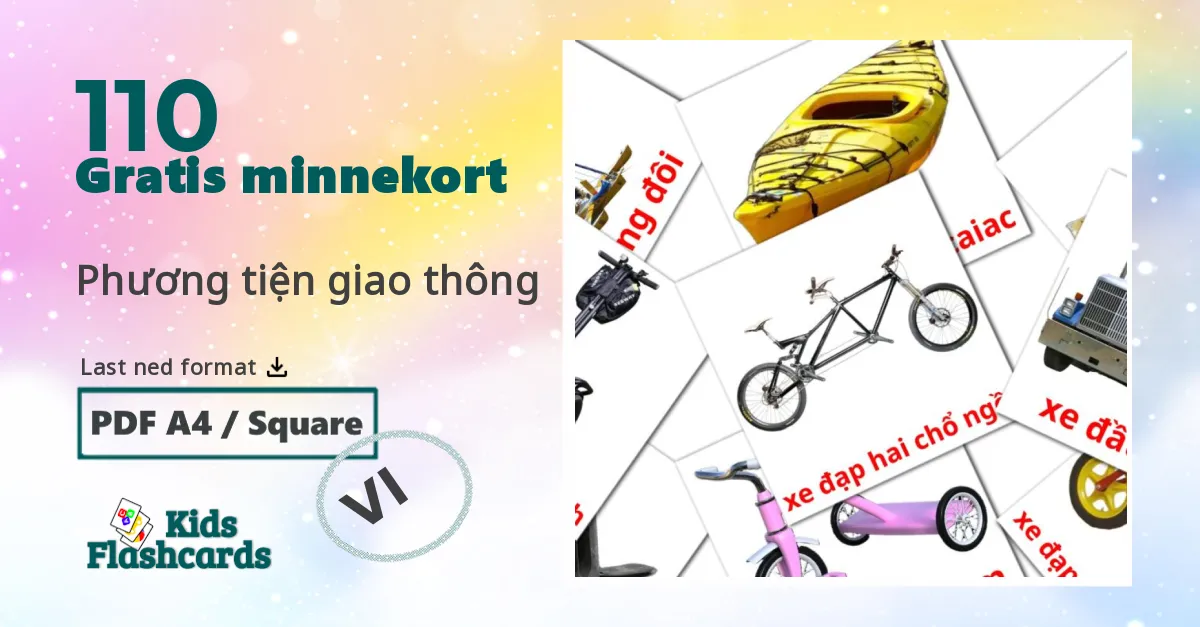 Phương tiện giao thông bildekort for barn på vietnamesisk