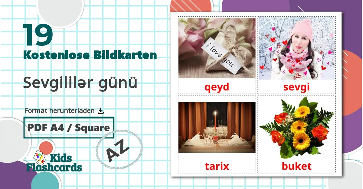 19 Bildkarten für Valentinstag