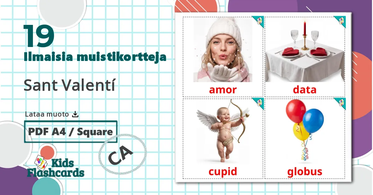 19 Ystävänpäivä lasten kuvakortit