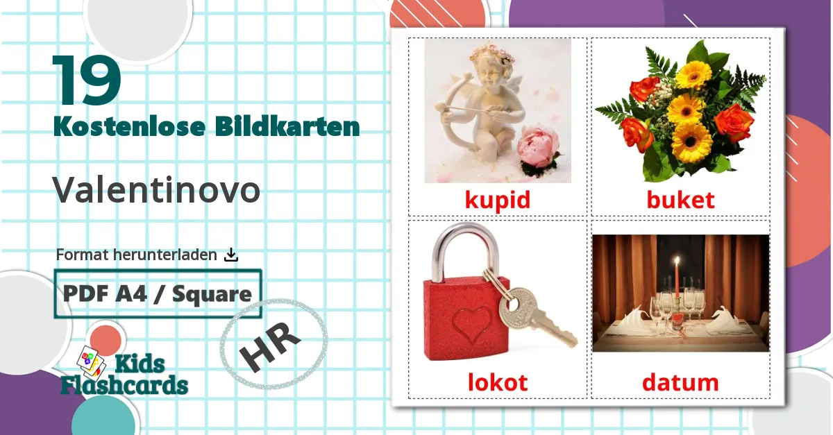 19 Bildkarten für Valentinovo