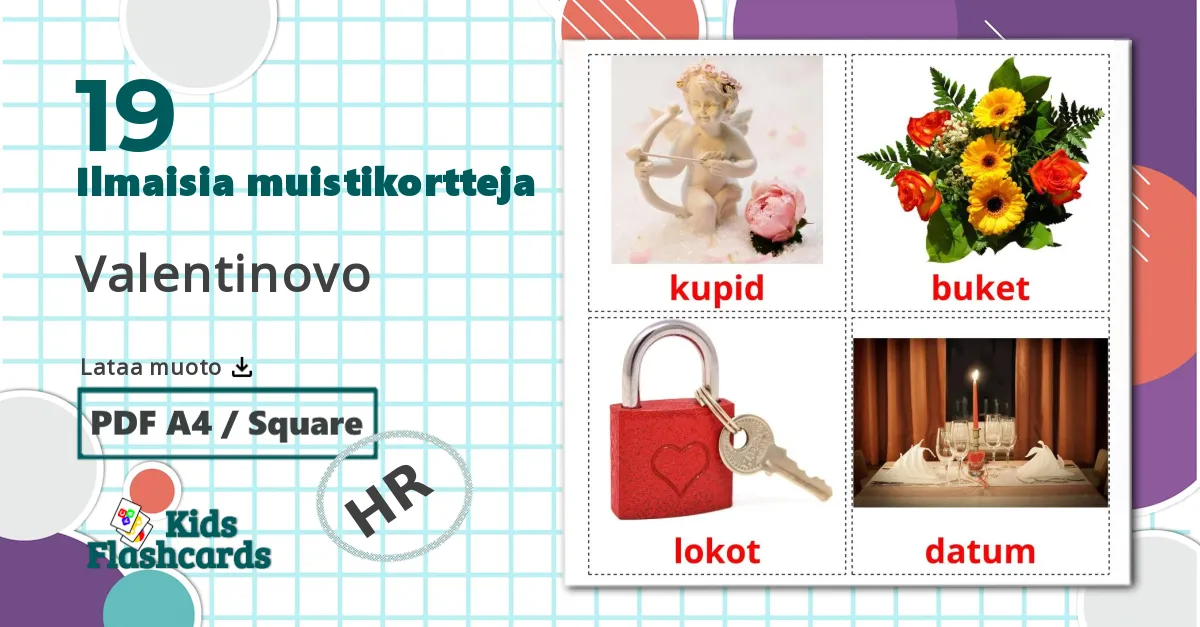 19 Valentinovo lasten kuvakortit