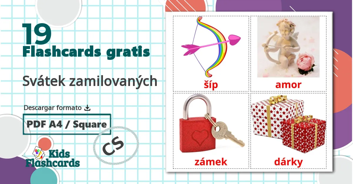 19 tarjetas didacticas de Svátek zamilovaných