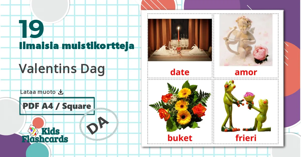 19 Valentins Dag lasten kuvakortit
