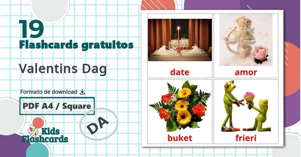 19 Flashcards de Valentins Dag