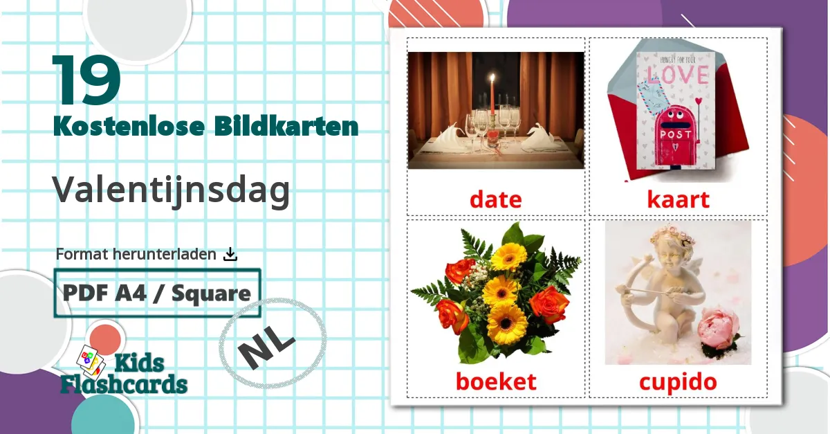 19 Bildkarten für Valentijnsdag