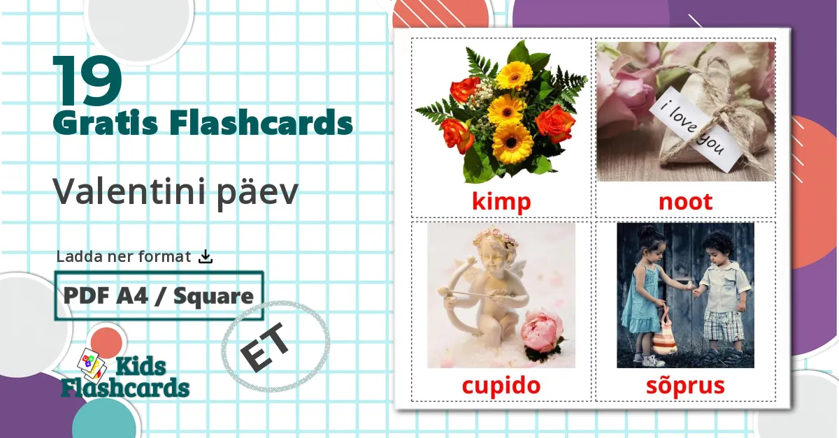 19 Valentini päev bildkort för barn