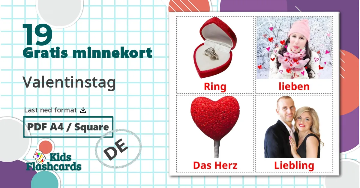 San Valentín - Ordforrådskort for tysk