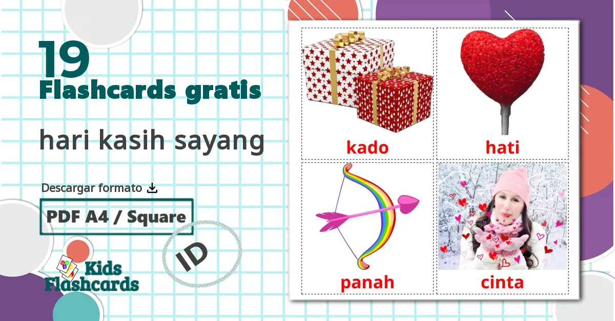 19 tarjetas didacticas de hari kasih sayang