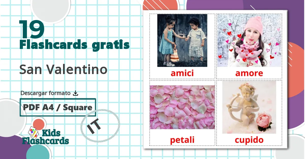 19 tarjetas didacticas de San Valentino