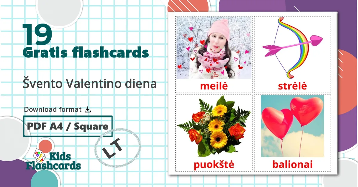 19 Švento Valentino diena billedkort for børn