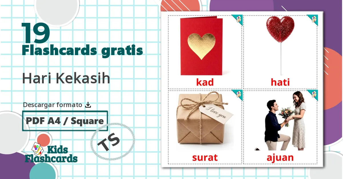 19 tarjetas didacticas de San Valentín