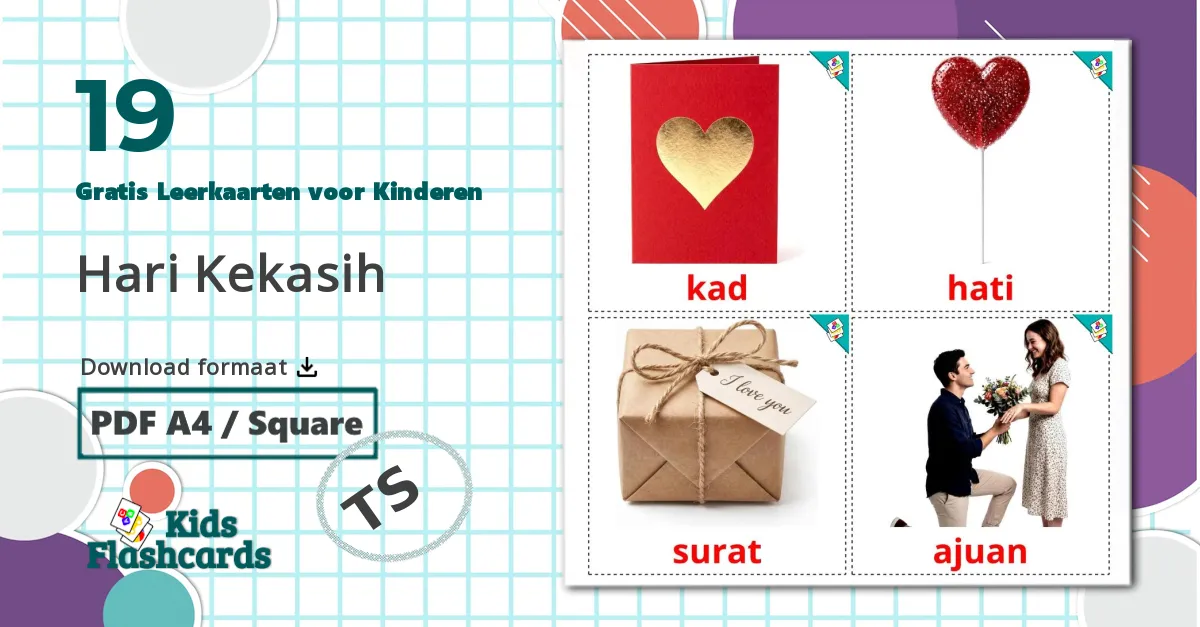 19 Valentijnsdag Leerkaarten voor kinderen