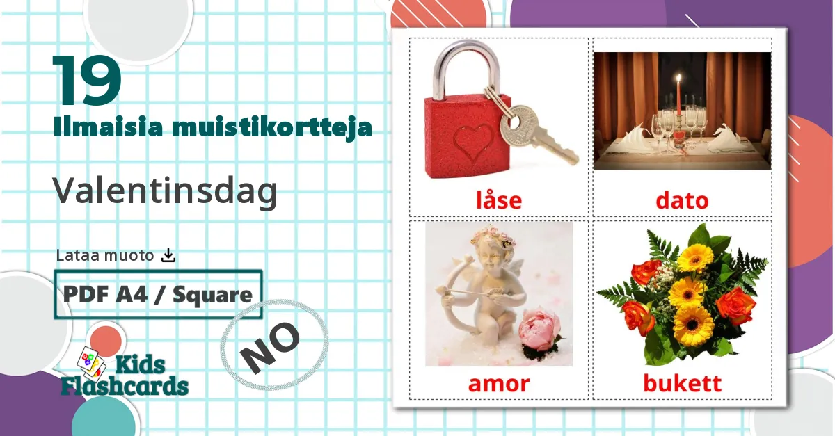 19 Valentinsdag lasten kuvakortit