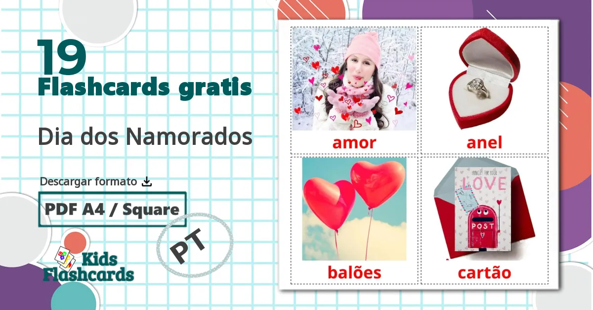 19 tarjetas didacticas de Dia dos Namorados