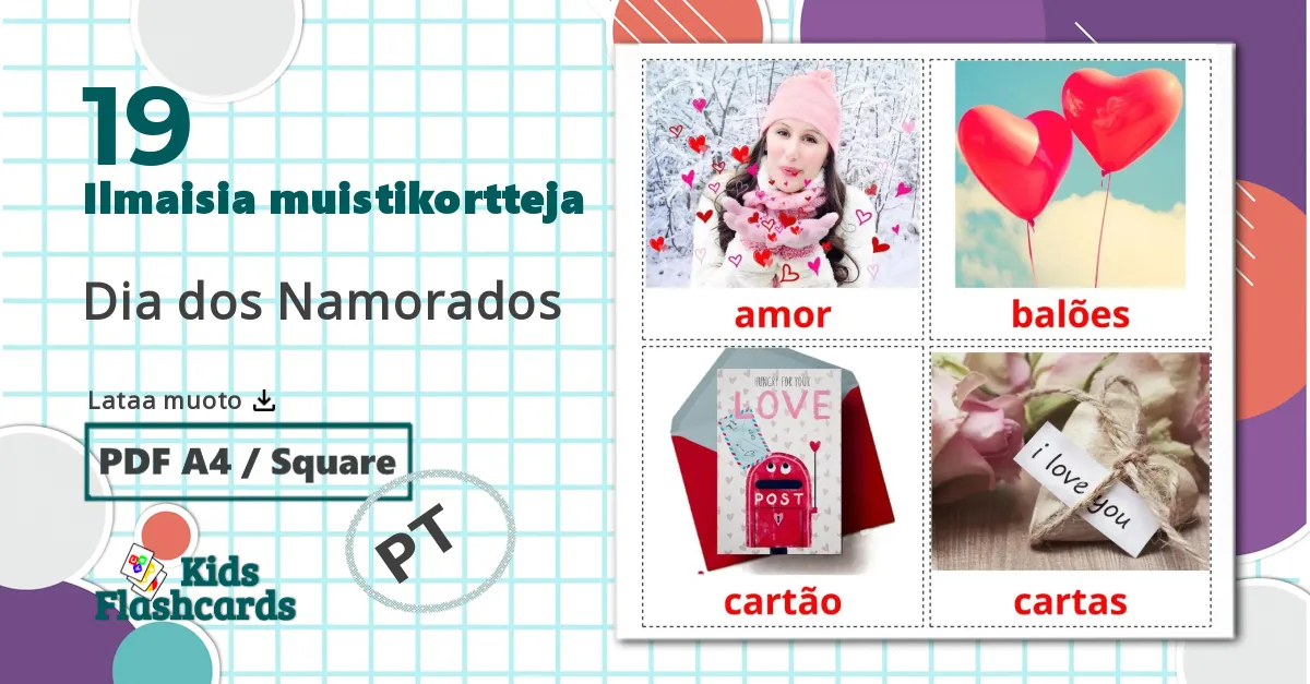 19 Dia dos Namorados lasten kuvakortit