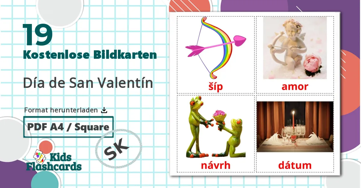 19 Bildkarten für Día de San Valentín