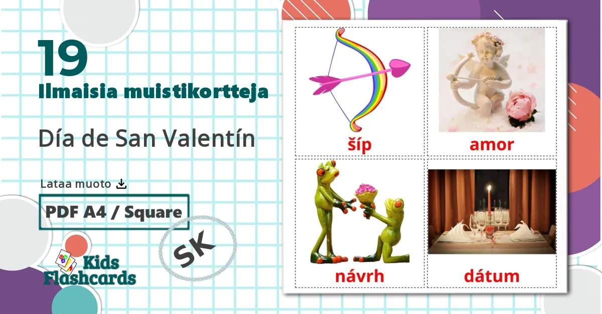 19 Día de San Valentín lasten kuvakortit