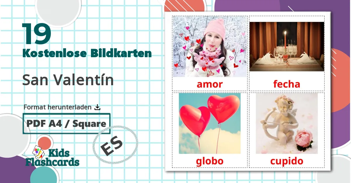 19 Bildkarten für San Valentín