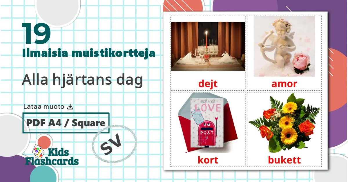 19 Alla hjärtans dag lasten kuvakortit