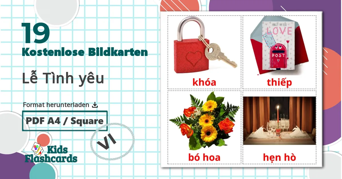 19 Bildkarten für Lễ Tình yêu