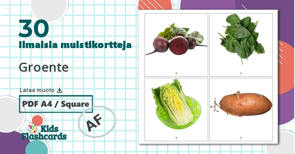 30 Groente lasten kuvakortit