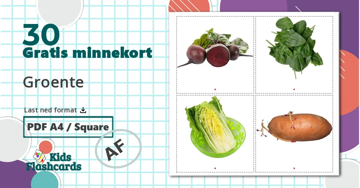 Grønnsaker - Ordforrådskort for afrikaans