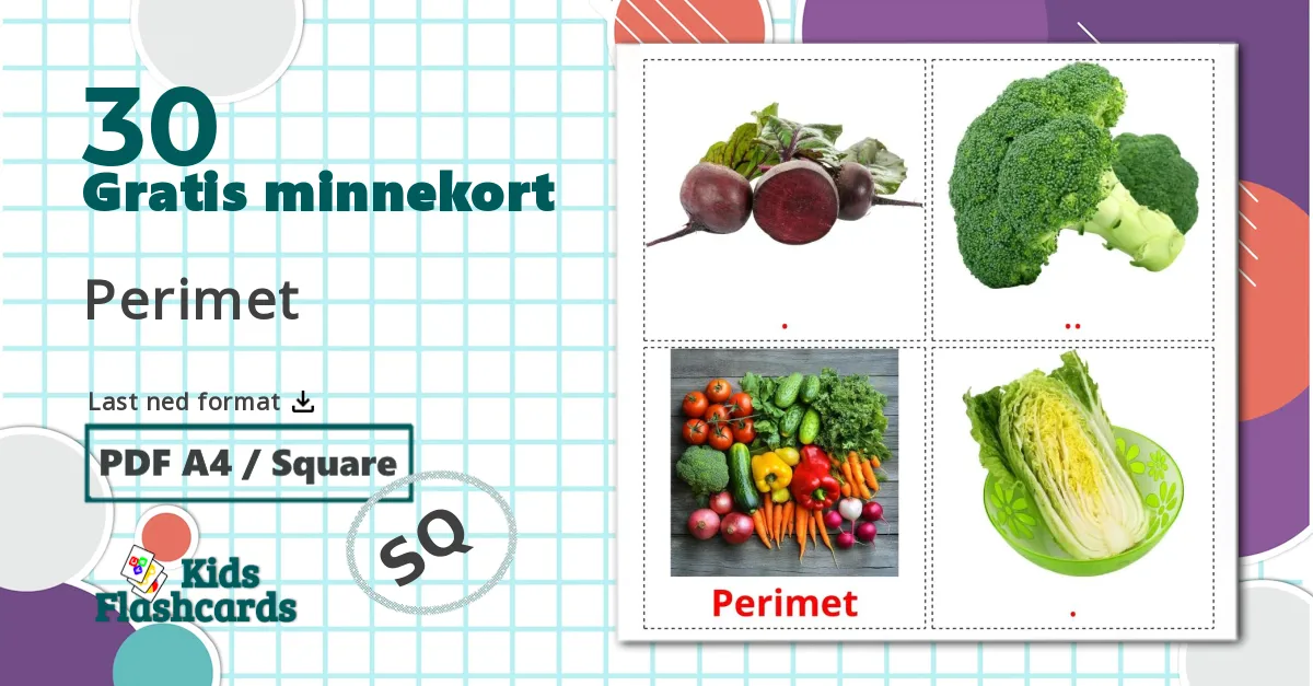Grønnsaker - Ordforrådskort for albansk