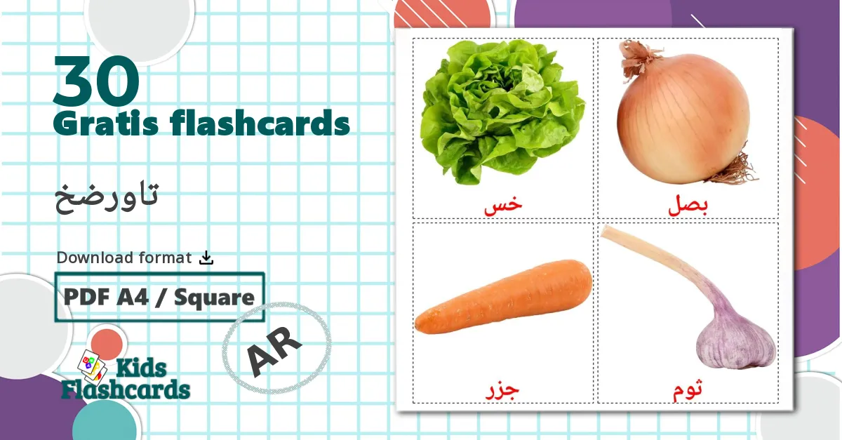 Vegetables - arabisk ordforrådskort
