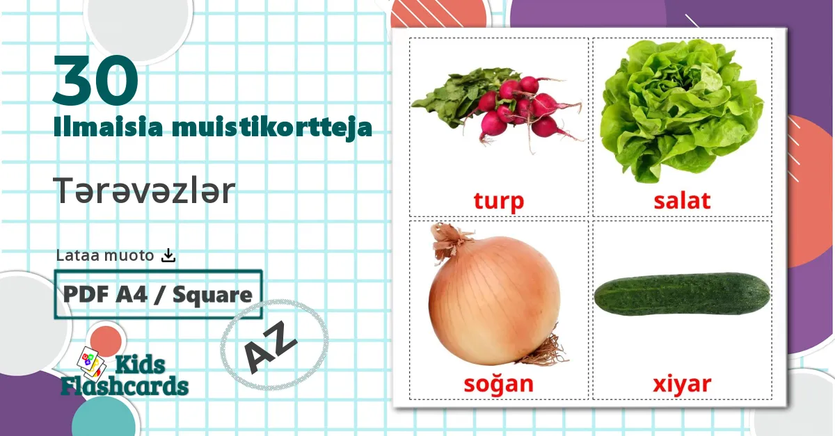 30 Tərəvəzlər lasten kuvakortit