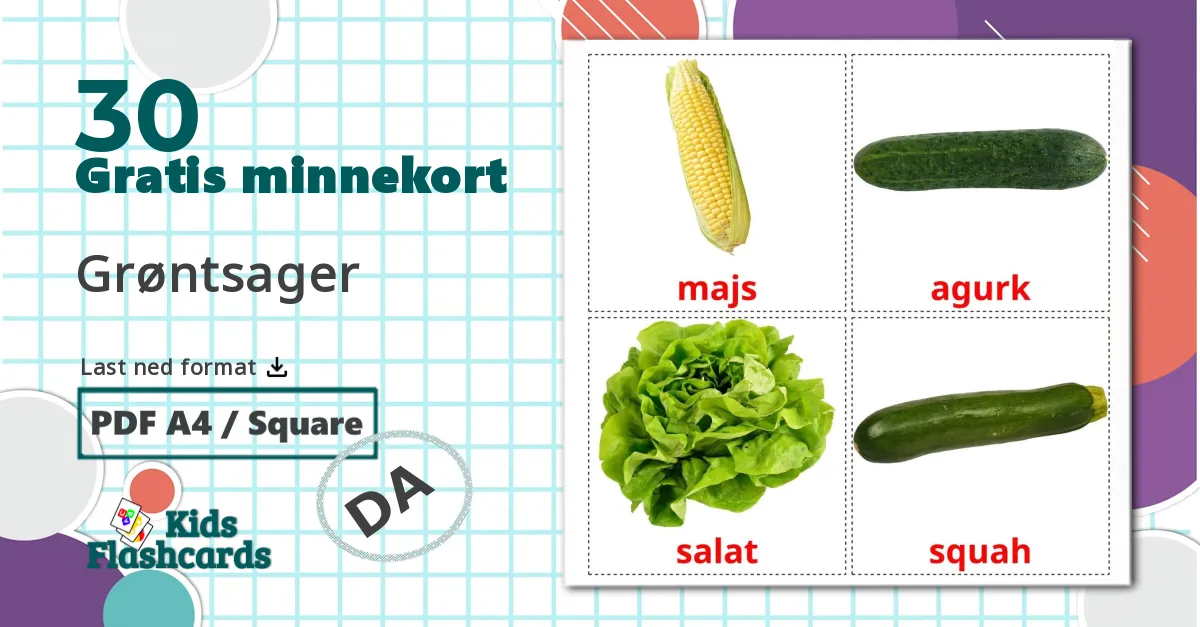 30 Grøntsager bildekort