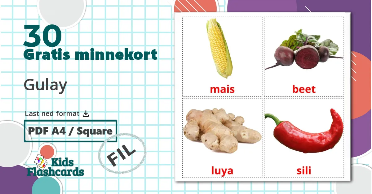 30 Gulay bildekort