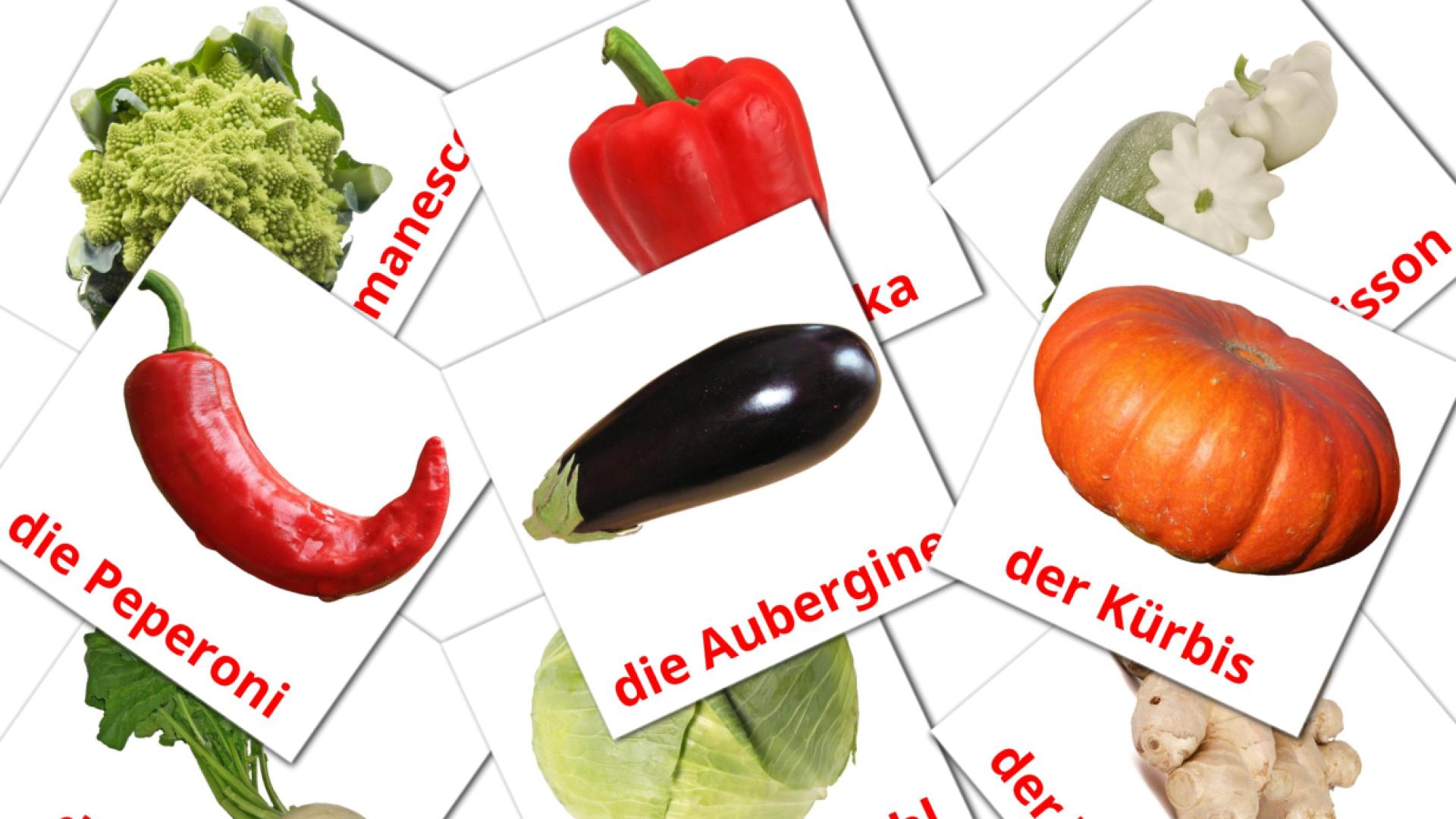 Les Légumes - cartes de vocabulaire allemand