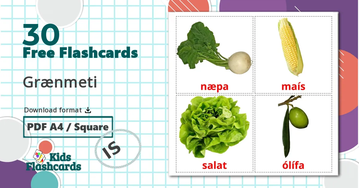 30 Grænmeti flashcards