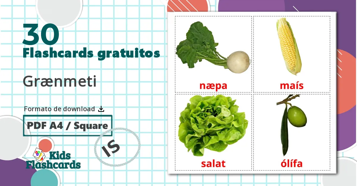 30 Flashcards de Grænmeti