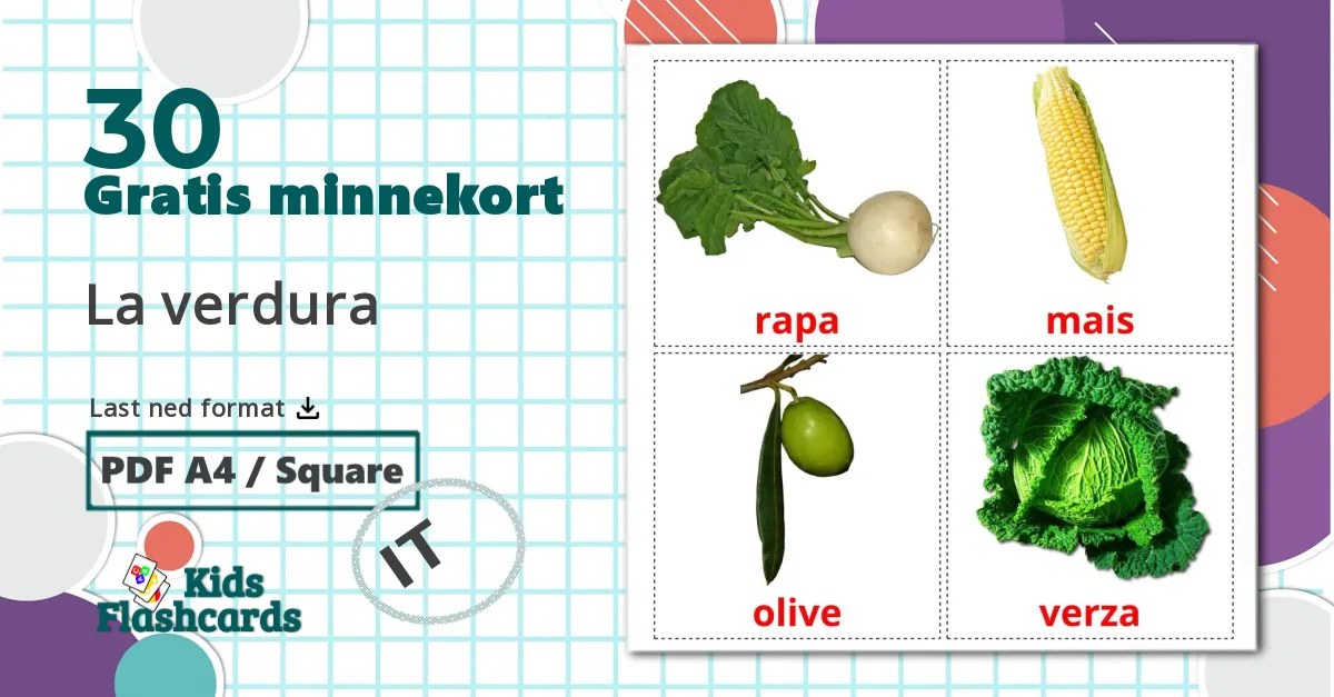 30 La verdura bildekort