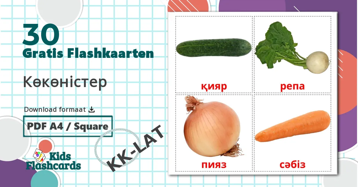 30 Groenten Leerkaarten voor kinderen