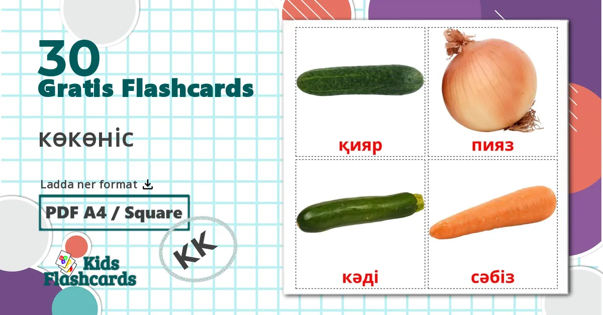 30 көкөніс bildkort för barn