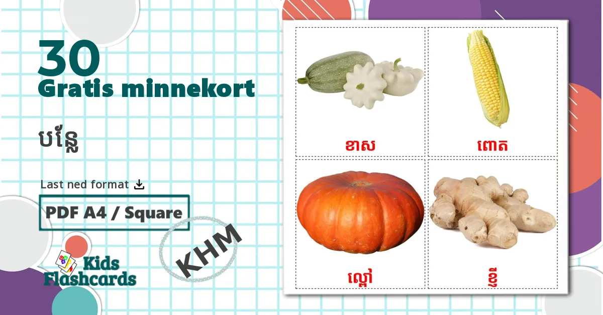 30 Grønnsaker bildekort