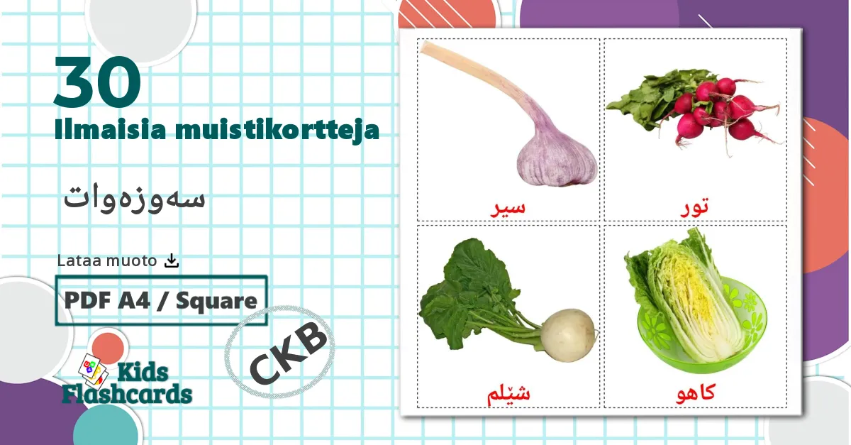30 سەوزەوات  lasten kuvakortit