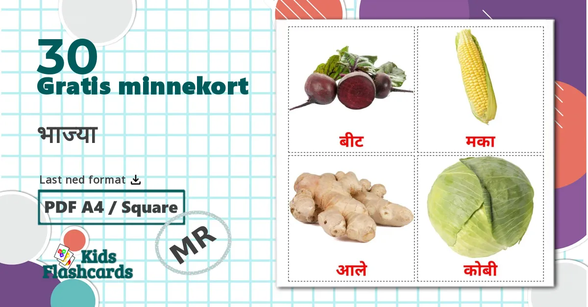 30 भाज्या bildekort