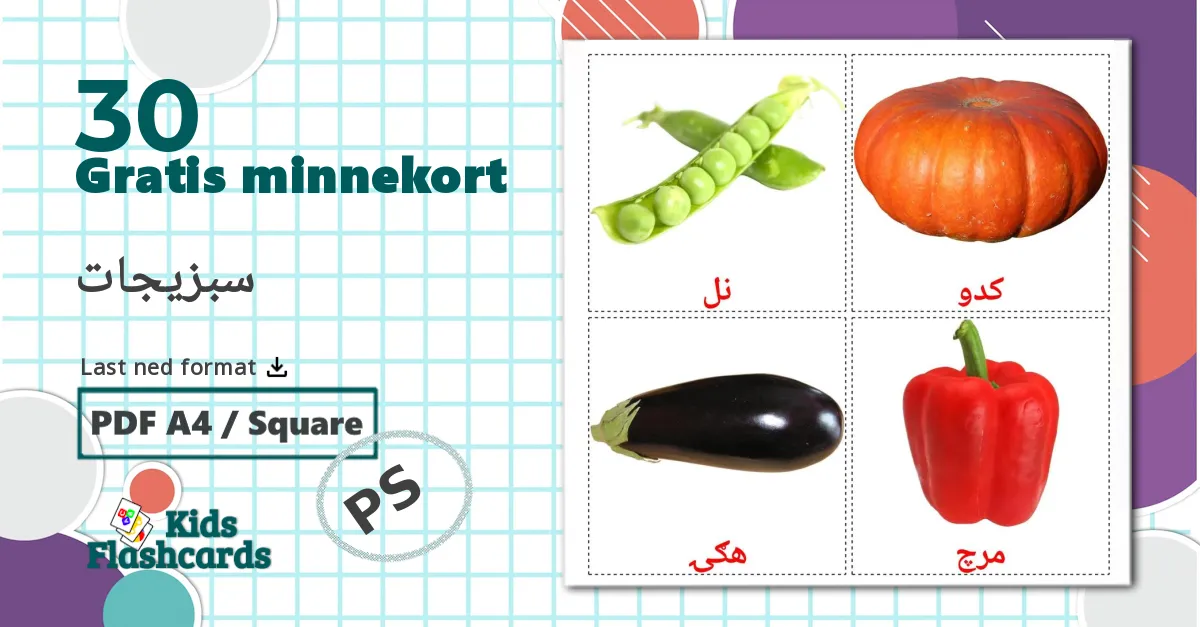 30 سبزیجات bildekort