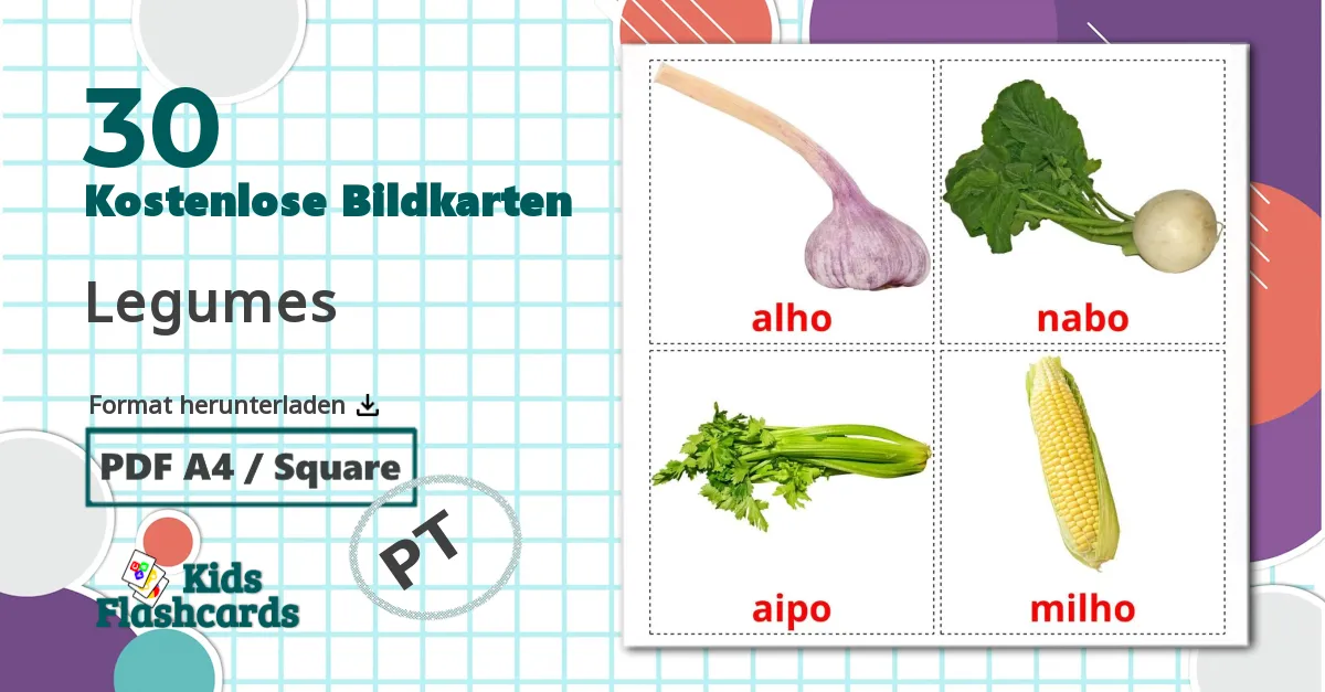 30 Bildkarten für Legumes