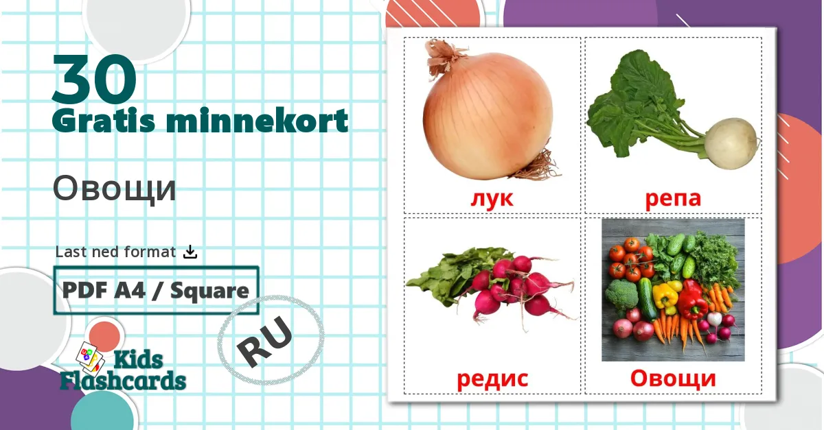 30 Овощи bildekort