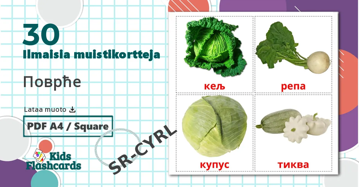 30 Поврће lasten kuvakortit