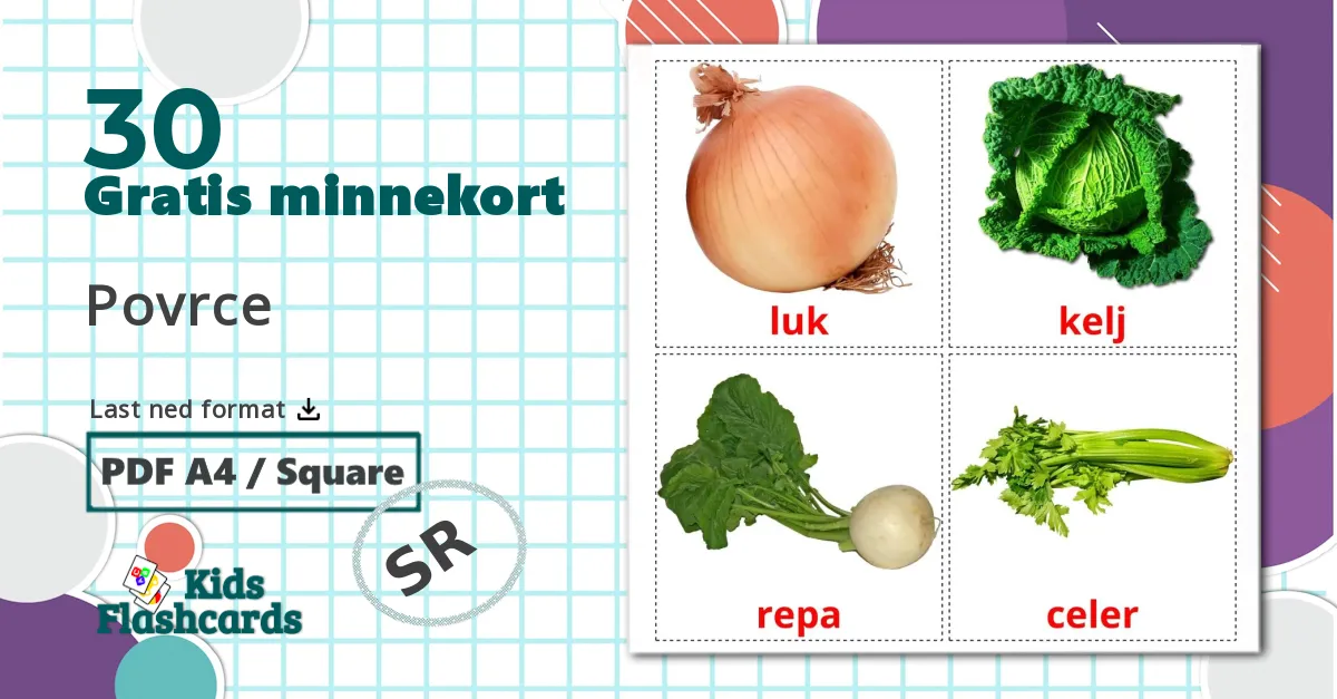 30 Povrce bildekort